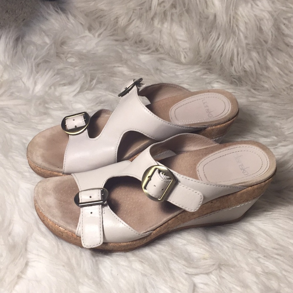 Dansko double buckle wedges